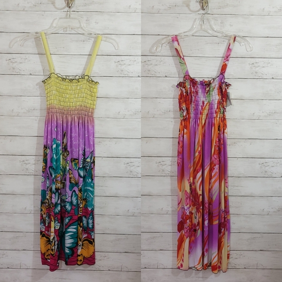 Lati Fashion Tropical Hawaiian Coastal Vacation Beach Hippie Floral Dress - Picture 1 of 10